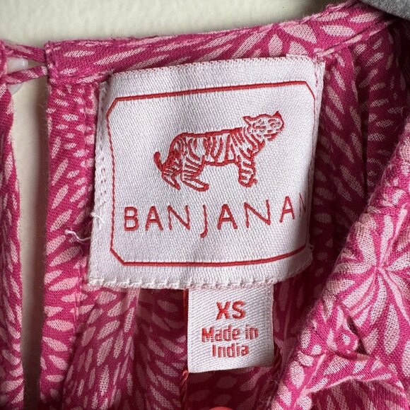 NWT Banjanan Ruffled Andrea Top in Petal Powder Fuchsia Cotton Women Size XS - Picture 2 of 9